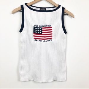 Vintage Ralph Lauren Polo Flag Ribbed Sweater Tank